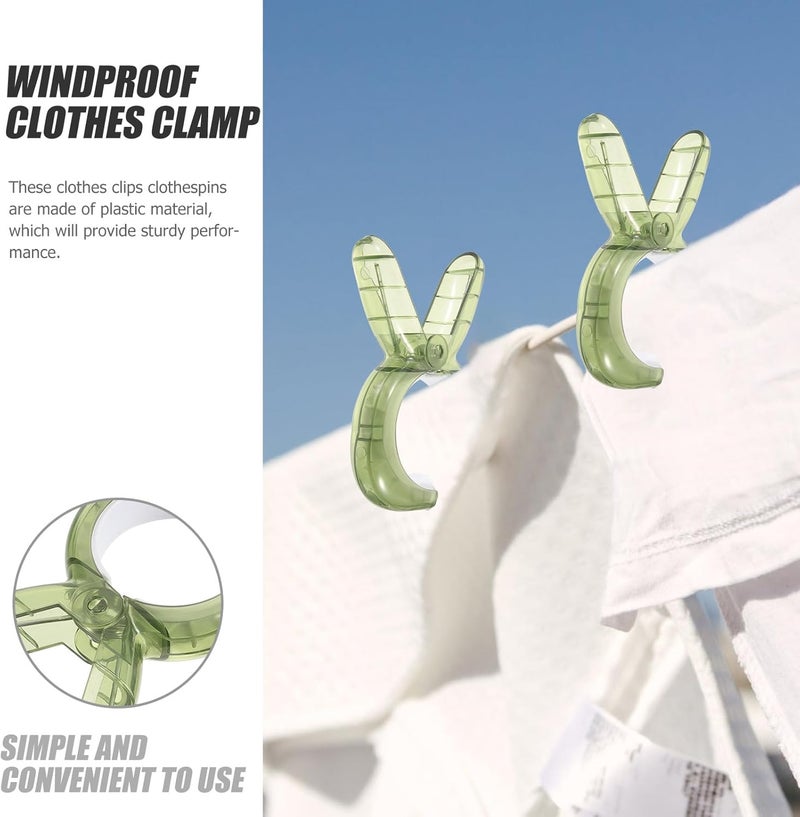 Heavy Duty Clothes Pins Set 4pcs Green Windproof Clothesline Clips Small Clothes Clips for Outdoor Camping Laundry Garment Hanging - Image 3