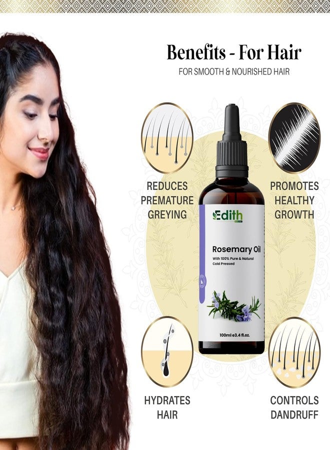 EDITH زيت إكليل الجبل العطري لنمو الشعر، زيت إكليل الجبل لنمو الشعر السريع والتحكم في تساقط الشعر - زيت أوراق إكليل الجبل نقي 100% وطبيعي وغير مخفف - 100 مل - Image 2