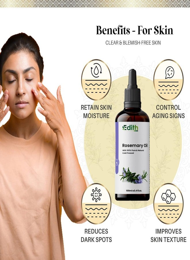 EDITH زيت إكليل الجبل العطري لنمو الشعر، زيت إكليل الجبل لنمو الشعر السريع والتحكم في تساقط الشعر - زيت أوراق إكليل الجبل نقي 100% وطبيعي وغير مخفف - 100 مل - Image 3