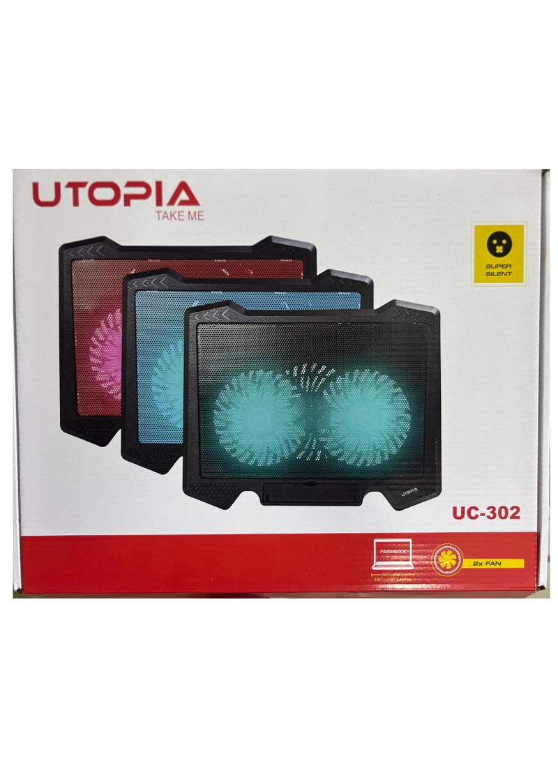 يوتوبيا قاعدة تبريد USB بمروحة تبريد لأجهزة الكمبيوتر المحمول- متعدد الألوان