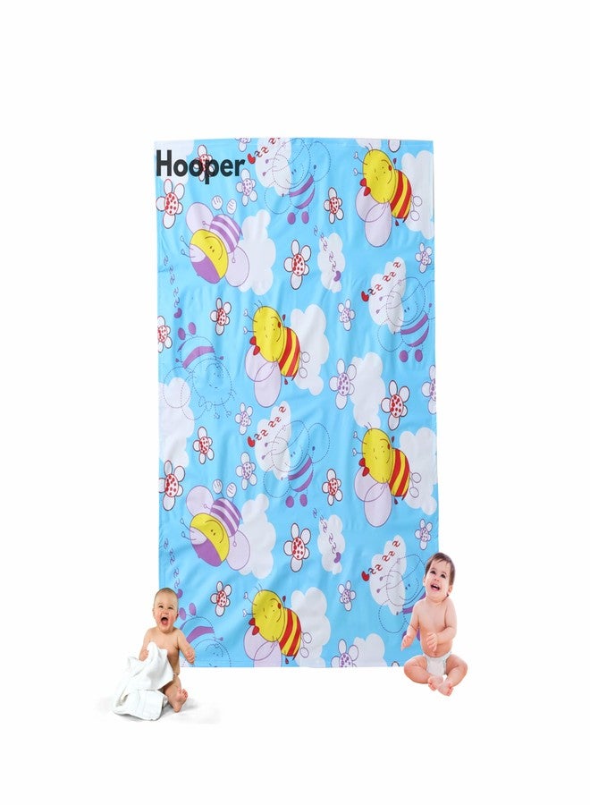 Hooper Plastic Baby Bed-Sheets, Thin, Printed Tiny Pattern, Washable, Protects from Wetness (Design 1, Blue, Large, 1Pc) - Image 1