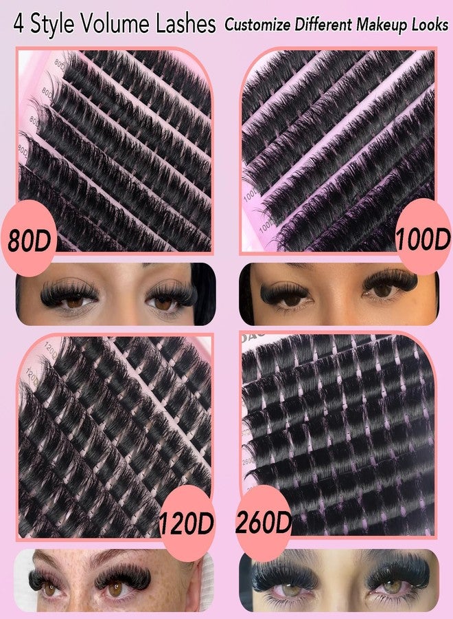 DAODER Fluff Lash Clusters 80D+100D+120D+260D Mega Volume Eyelash Clusters D Curl Soft Full Individual Lashes 10-18MM Thick Lash Book for Daily Glam 504pcs - Image 2