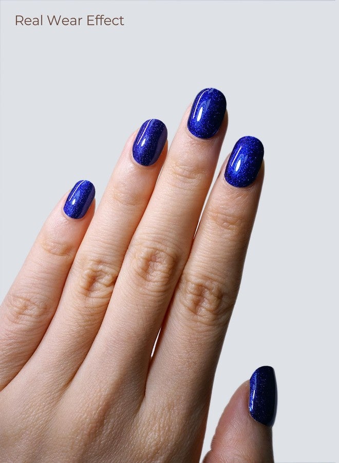 Beaolata Real Gel Nail Strips (No UV Light Needed) - 44Pcs Salon Quality Nail Stickers - Long Lasting Polish Wraps for Women, Easy Apply & Remove (Sapphire Bling) - Image 3