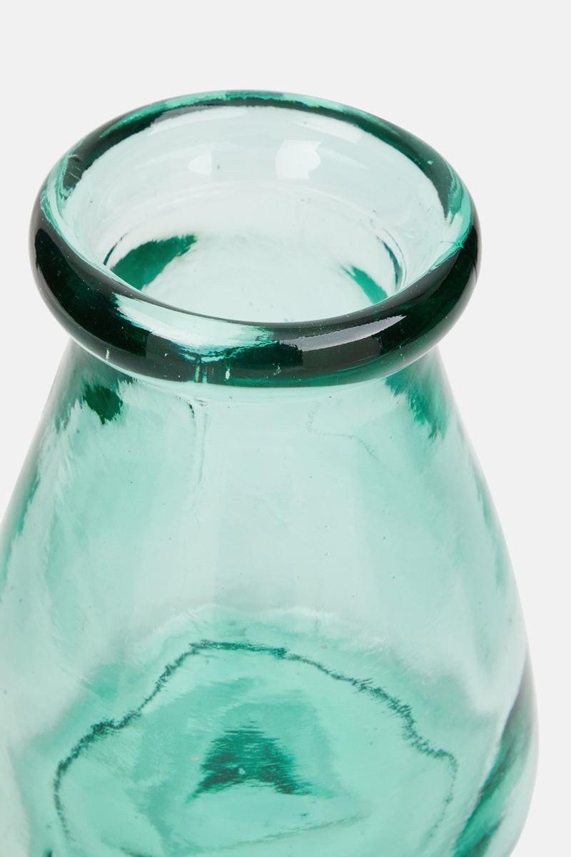 Muy Mucho Decorative Flower Vase, Green Transparent  - Image 3
