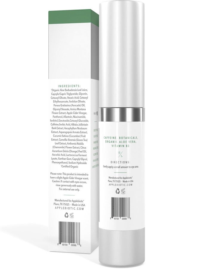 AppleBiotic Apple Cider Vinegar Eye Cream with Vitamin B3, Caffeine, Cucumber Extract to Reduce Puffiness, Eye Bags and Dark Circles, Cream For All Skin Types, (0.5 oz) Packaging May Vary - Image 2