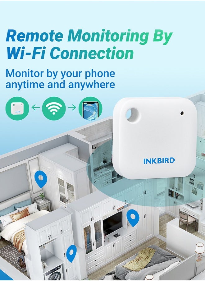 INKBIRD Wifi Thermometer Hygrometer Monitor Smart Temperature Humidity Sensor Ibs-Th3 With App Notification Alert 1 Year Data Storage Export Remote Monitor For Greenhouse Wine Cellar Baby Room  - Image 3