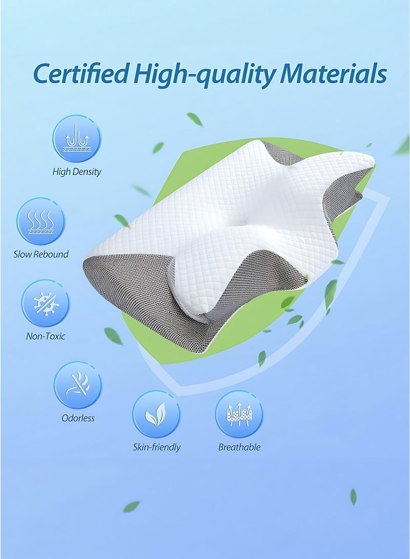 2-in-1 Memory Foam Cervical Pillow Ergonomic Orthopedic Neck Support Pillow – Contour Pillow for Neck Pain Relief for Side Back Stomach Sleepers - Image 3
