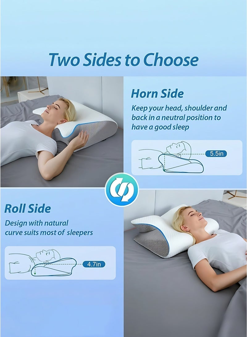 2-in-1 Memory Foam Cervical Pillow Ergonomic Orthopedic Neck Support Pillow – Contour Pillow for Neck Pain Relief for Side Back Stomach Sleepers - Image 5