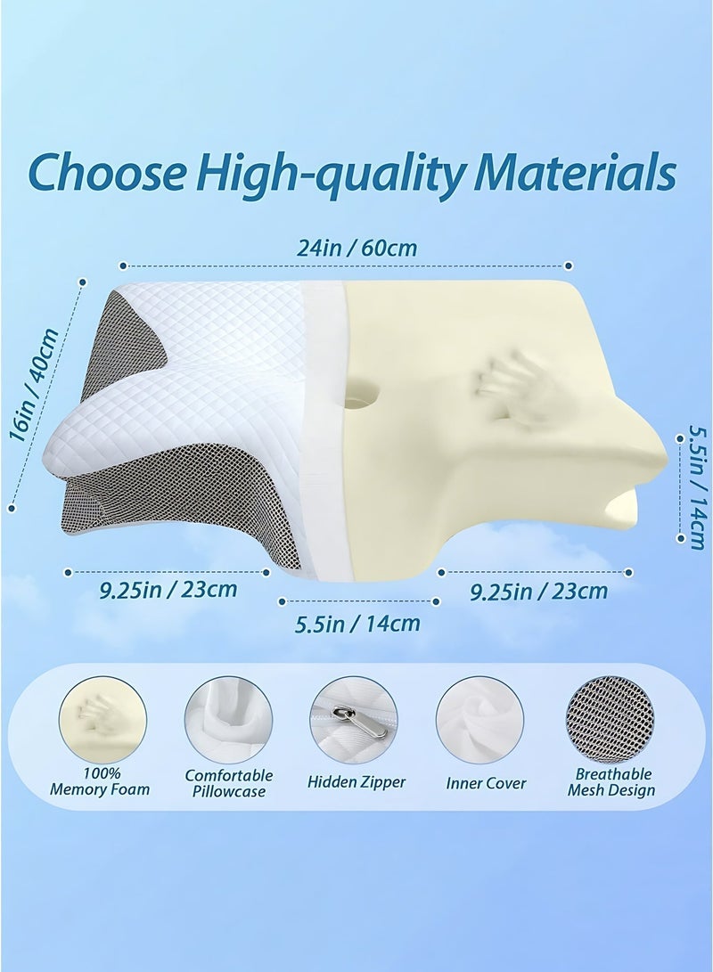 وسادة عنقية من الإسفنج الذكي (Memory Foam) 2 في 1 – وسادة دعم للرقبة بتصميم مريح وتقويمي – وسادة انسيابية لتخفيف آلام الرقبة، مناسبة للنوم على الجنب أو الظهر أو البطن - Image 4