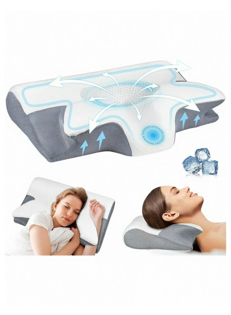 2-in-1 Memory Foam Cervical Pillow, Ergonomic Orthopedic Neck Support Pillow, Butterfly Contour Pillow for Neck & Shoulder Pain Relief, Side Back Stomach Sleeper - Image 1