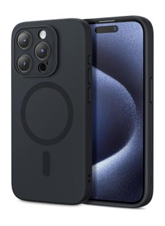 ESR ESR for iPhone 15 Pro Case with MagSafe, Supports Magnetic Charging, Slim Liquid Silicone Case, Shock Absorbing, Screen and Camera Protection, Cloud Series, Black  - Image 1