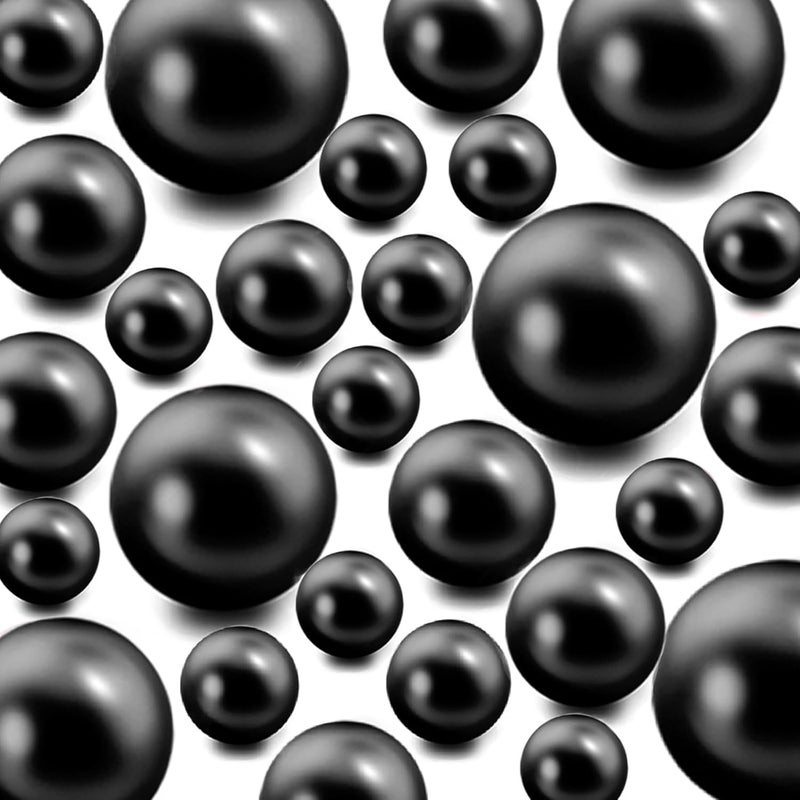 Zsynka 60 Pieces Floating NO Hole Pearls and 500 Pieces Transparent Water Gels,Pearl Beads Gold Floating Beads for Vases Floating Candles Home Weddings Table Centerpieces Party Decor (Black) - Image 1