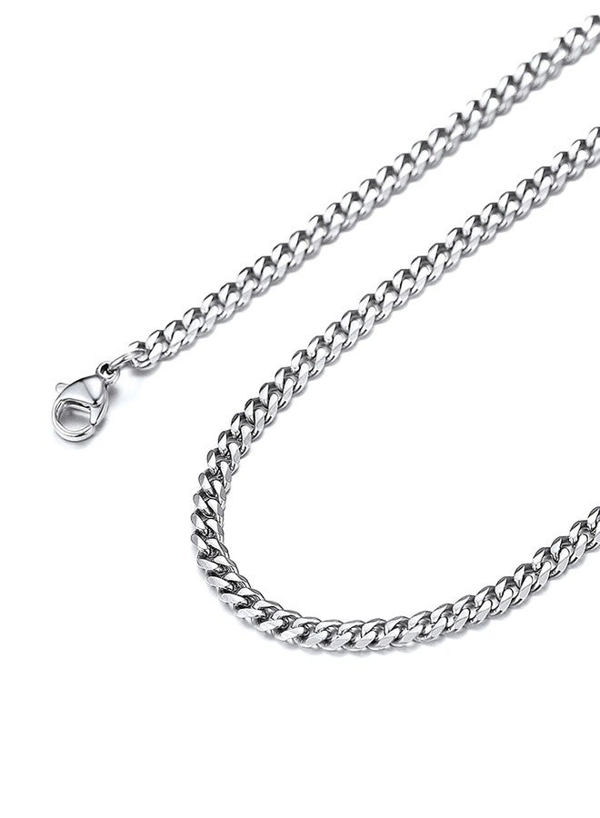 Suplight 3mm 316L Stainless Steel Miami Cuban Chains Necklaces Hip Hop Punk Jewelry Waterproof Curb Cuban Link Chain Necklace for Men & Women 20 inches - Image 1