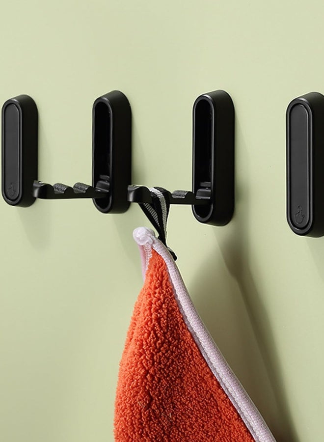 4PCS Foldable Invisible Hook Zinc Alloy Bathroom Wall Hook Retractable for Closet Scarf Hat Robe Key Purse Bag Folding Hooks Minimalist Style (Black) - Image 2