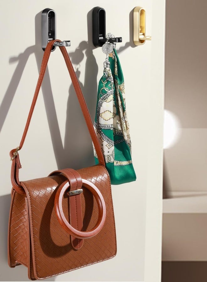 4PCS Foldable Invisible Hook Zinc Alloy Bathroom Wall Hook Retractable for Closet Scarf Hat Robe Key Purse Bag Folding Hooks Minimalist Style (Black) - Image 3