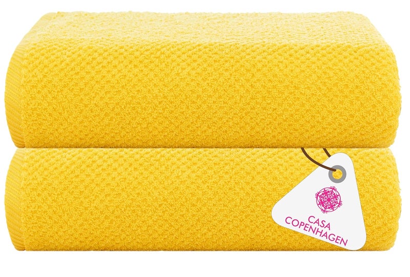 Casa Copenhagen - Egyptian Cotton Popcorn2 Pcs Hand Towel (40 X 60 cm) Colour : Butter Yellow - Image 1
