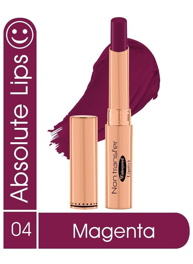 lele ABSOLUTE LIPS Non Transfer Waterproof Lipstick, Long Lasting Smudge Proof Highly Pigmented Shade 04 (MAGENTA) - Image 2