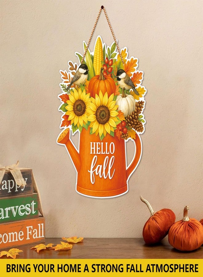 JUESMOS Hello Fall Door Sign for Home Decoration Autumn Thanksgiving Harvest Flower Pumpkin Signs for Front Door Decor Fall Welcome Sign Wreaths for Wall Porch Farmhouse Outdoor Indoor Decorations - Image 5