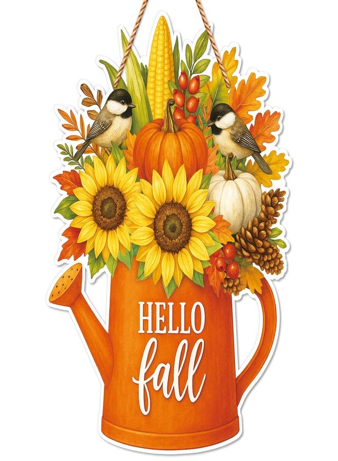 JUESMOS Hello Fall Door Sign for Home Decoration Autumn Thanksgiving Harvest Flower Pumpkin Signs for Front Door Decor Fall Welcome Sign Wreaths for Wall Porch Farmhouse Outdoor Indoor Decorations - Image 1
