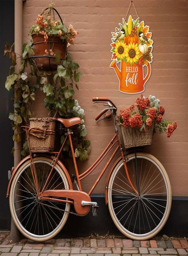 JUESMOS Hello Fall Door Sign for Home Decoration Autumn Thanksgiving Harvest Flower Pumpkin Signs for Front Door Decor Fall Welcome Sign Wreaths for Wall Porch Farmhouse Outdoor Indoor Decorations - Image 3