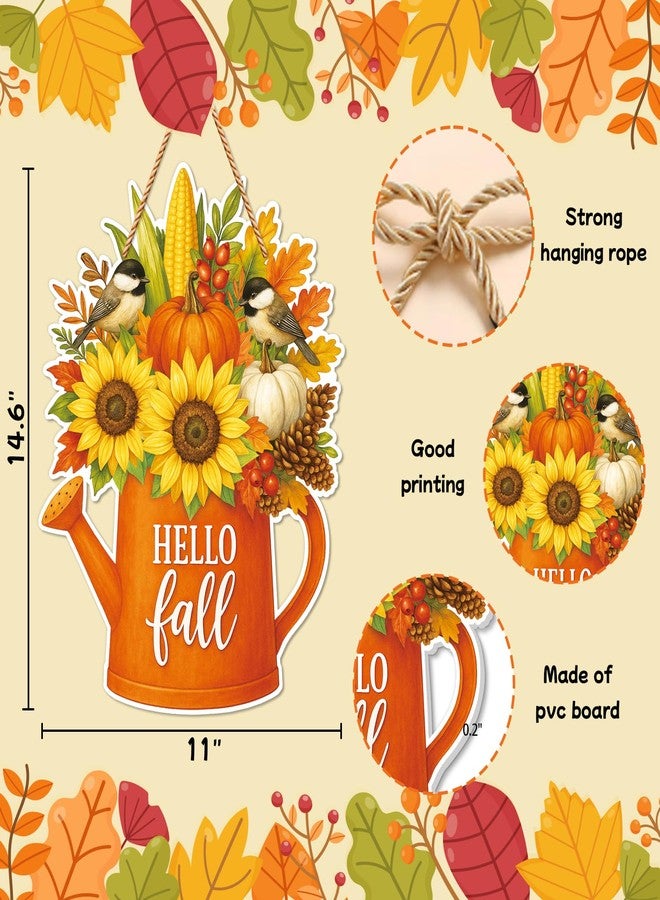 JUESMOS Hello Fall Door Sign for Home Decoration Autumn Thanksgiving Harvest Flower Pumpkin Signs for Front Door Decor Fall Welcome Sign Wreaths for Wall Porch Farmhouse Outdoor Indoor Decorations - Image 4