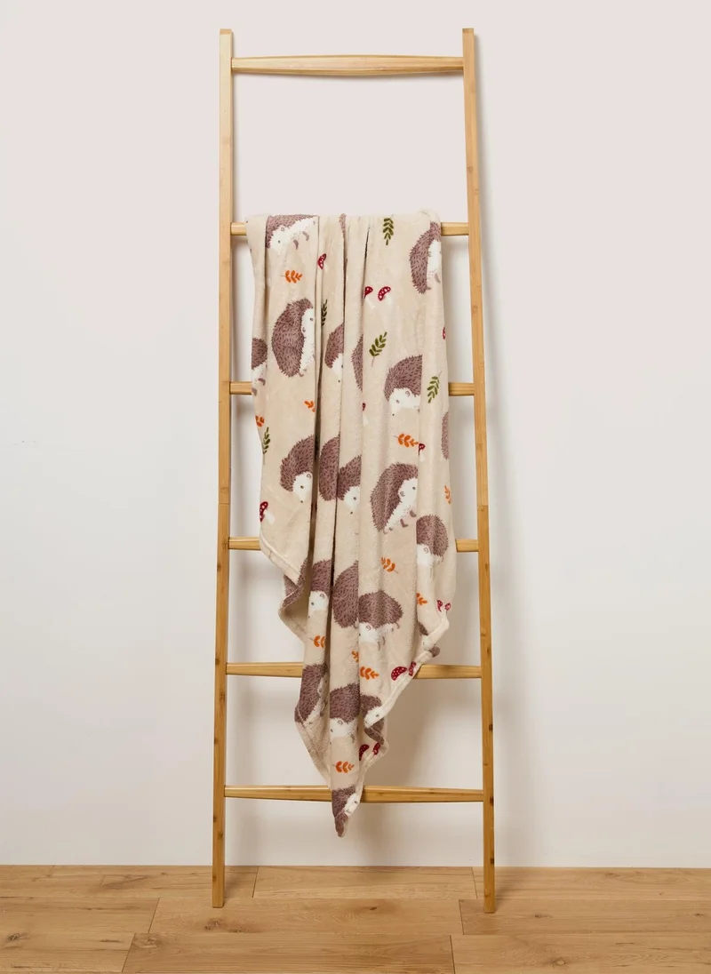 Matalan Beige Hedgehog Print Throw