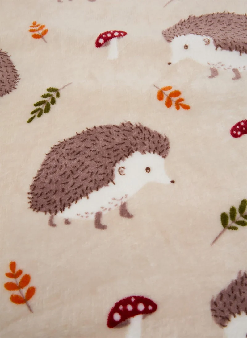 Matalan Beige Hedgehog Print Throw