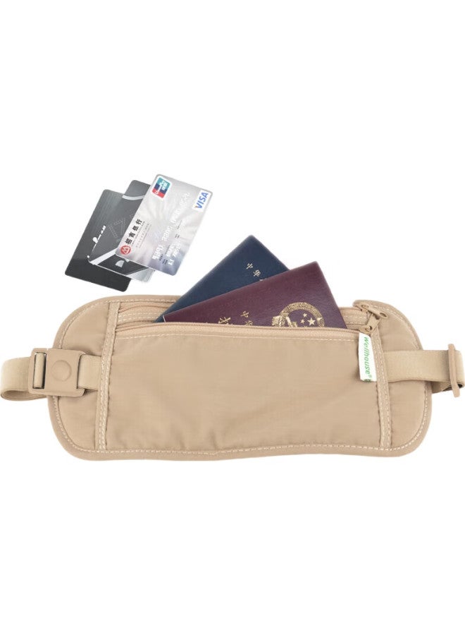 Wellhouse Close-Fitting Waist Bag, Portable Anti-Theft Document Holder For Men And Women, Travel, With Space For Tickets And Phone Storage, Apricot Color, Size S - Image 2