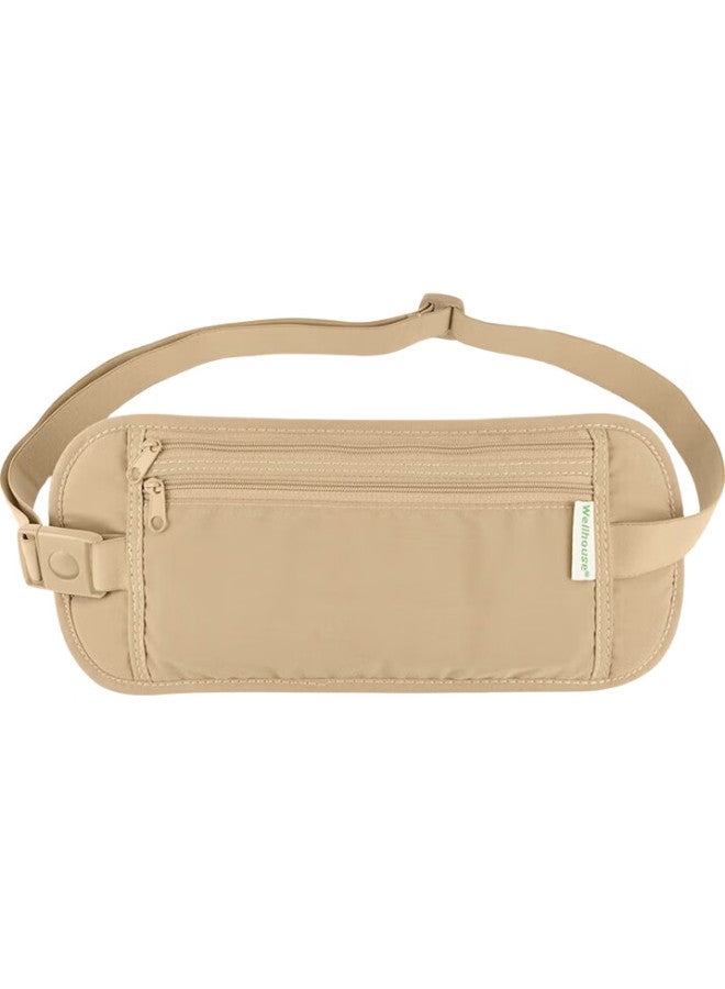 Wellhouse Close-Fitting Waist Bag, Portable Anti-Theft Document Holder For Men And Women, Travel, With Space For Tickets And Phone Storage, Apricot Color, Size S - Image 3