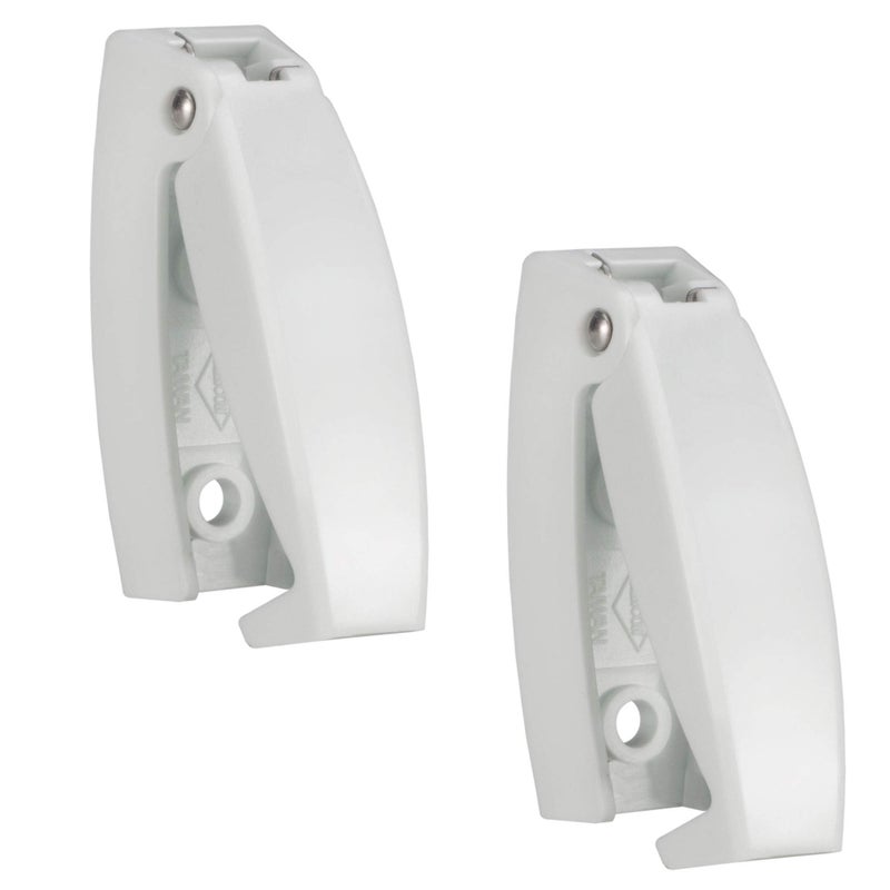 RecPro RV White Rounded Baggage Door Catch Compartment Clips Latch  Camper Trailer Motor Home 2 Pack
