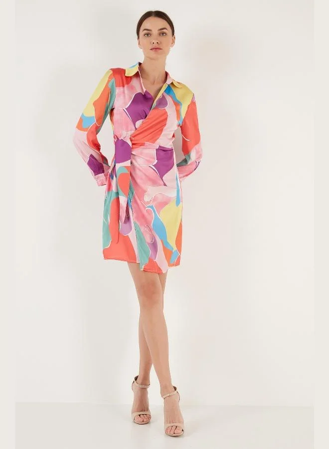 Lela  Lela Patterned Double-Breasted Satin Dress Women's DRESS 611EL295 for Women | Best Price UAE