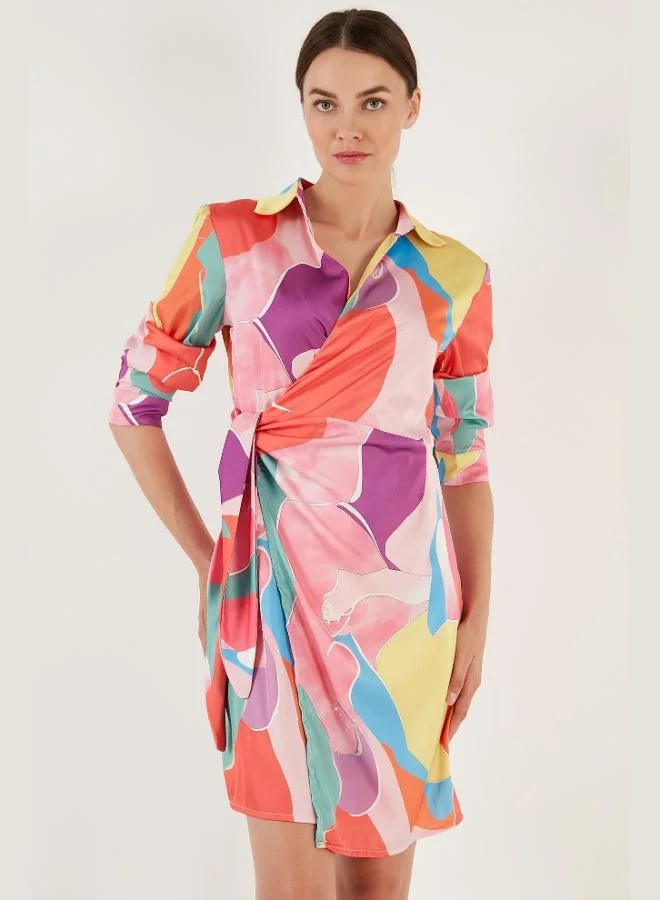 Lela  Lela Patterned Double-Breasted Satin Dress Women's DRESS 611EL295 for Women | Best Price UAE