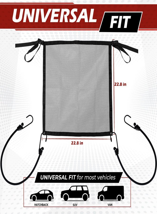 CEMZENFIX Universal Dog Car Net Barrier – Sturdy Mesh, Easy Install, Breathable Design, Easy to Clean, Flexible Bungee Cords for Adjustable Fit 23"×23" (Black) - Image 2