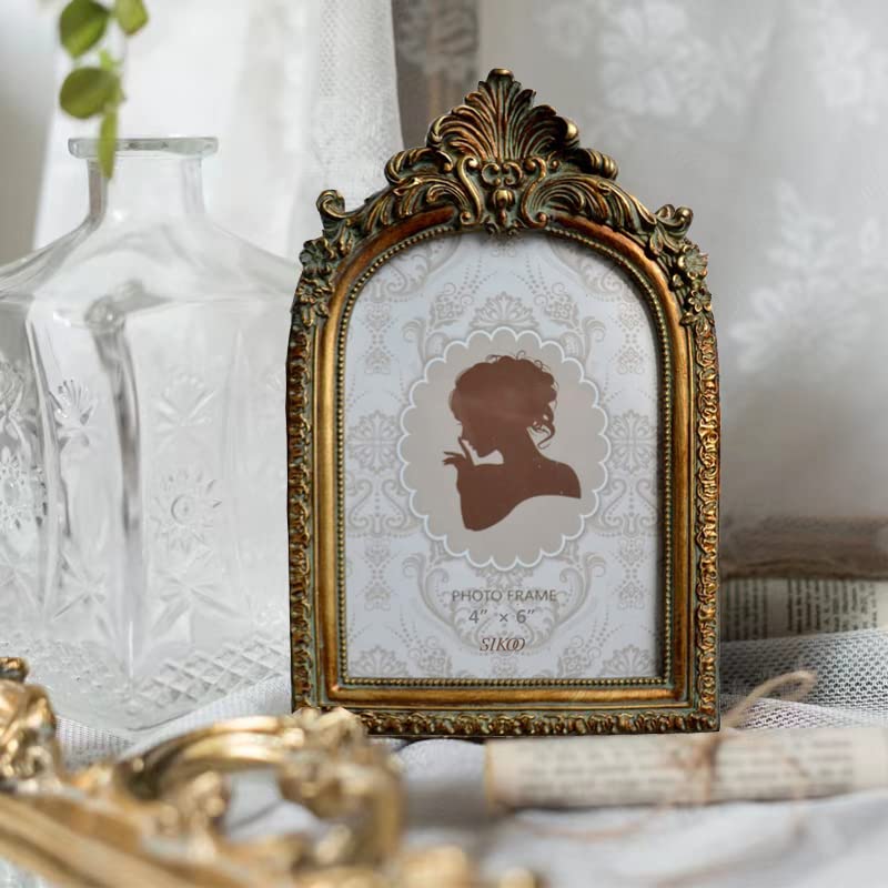 SIKOO Vintage 4x6 Picture Frame Antique OrnateTable Top and Wall Mounting Photo Frame with High Definition Glass Front for Home Decor  Photo Gallery  Art Bronze Gold (4x6) - Image 3