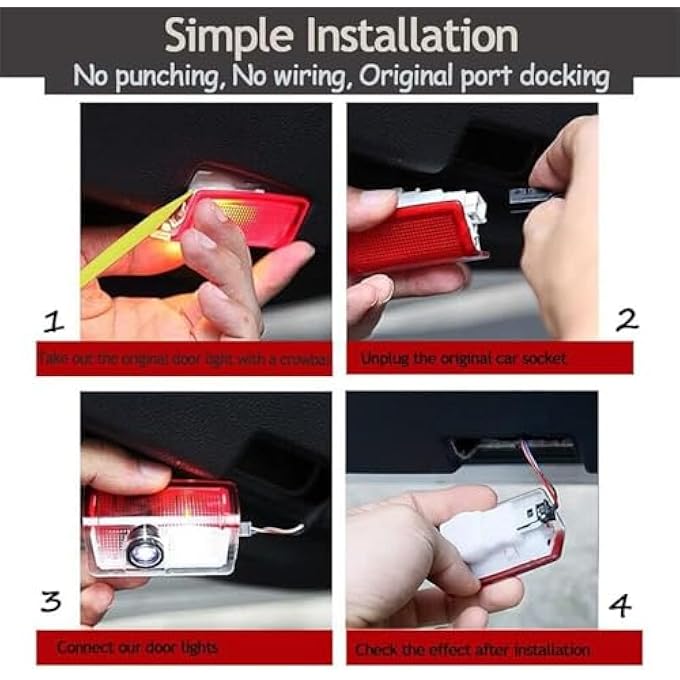 Bukela 2 Pcs Car Door Light Logo Projector Laser Ghost Shadow Courtesy Light Hd Lighting Projector Led Welcome Lights Compatible With Mercedes For Benz C W205 A W176 B W246 E W212 W213 Ml Gla Glc Gle Gls - Image 5