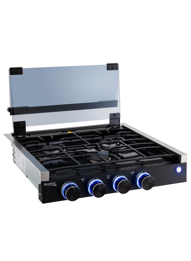 RecPro Built-in Gas Stove for Rv | 2 Burners Or 3 Burners | Rv Cooktop Stove | 6,500 & 8,000 Btu Burners | Cover Included (Black, 3 Burners) - Image 1