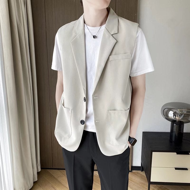 Lazy Harajuku Ins Fashion Elegant New Style Simple Popular Vest Youth Trend Men'S Japanese Style Literary All-Match - Image 2