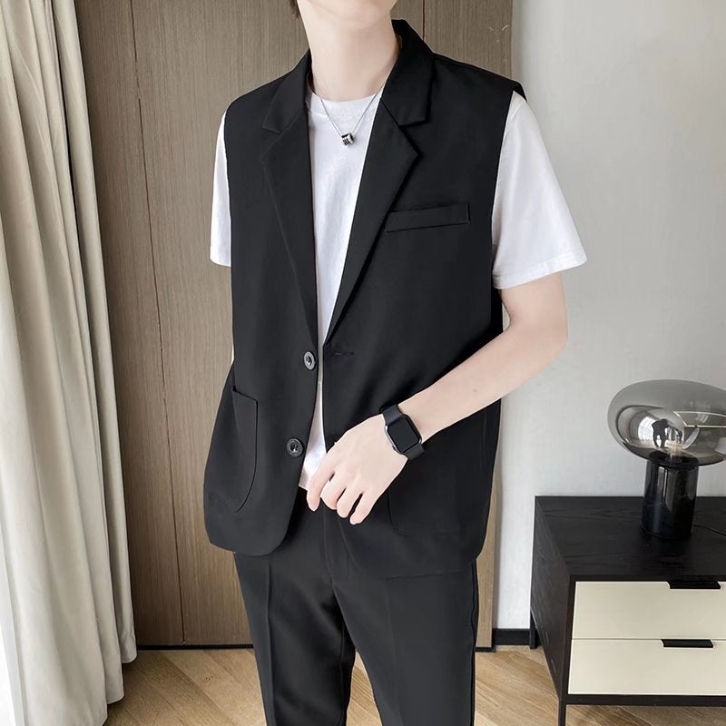 Lazy Harajuku Ins Fashion Elegant New Style Simple Popular Vest Youth Trend Men'S Japanese Style Literary All-Match - Image 1