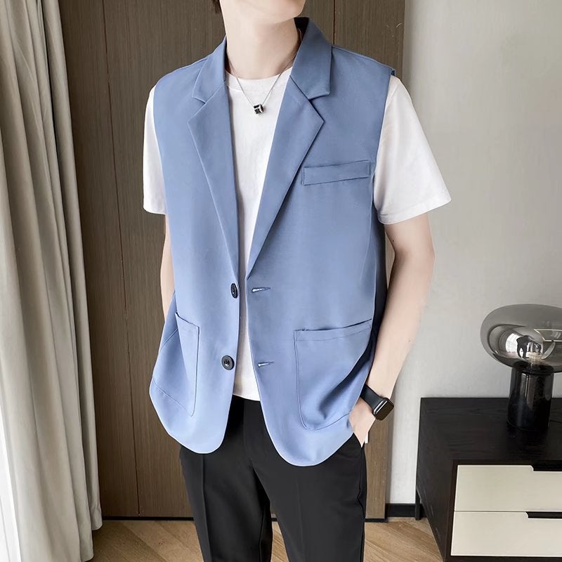 Lazy Harajuku Ins Fashion Elegant New Style Simple Popular Vest Youth Trend Men'S Japanese Style Literary All-Match - Image 3