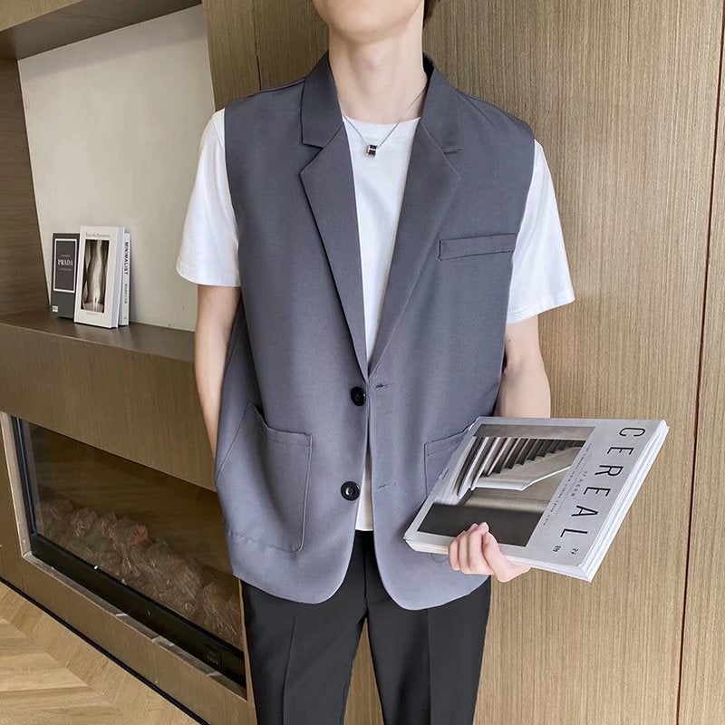 Lazy Harajuku Ins Fashion Elegant New Style Simple Popular Vest Youth Trend Men'S Japanese Style Literary All-Match - Image 4