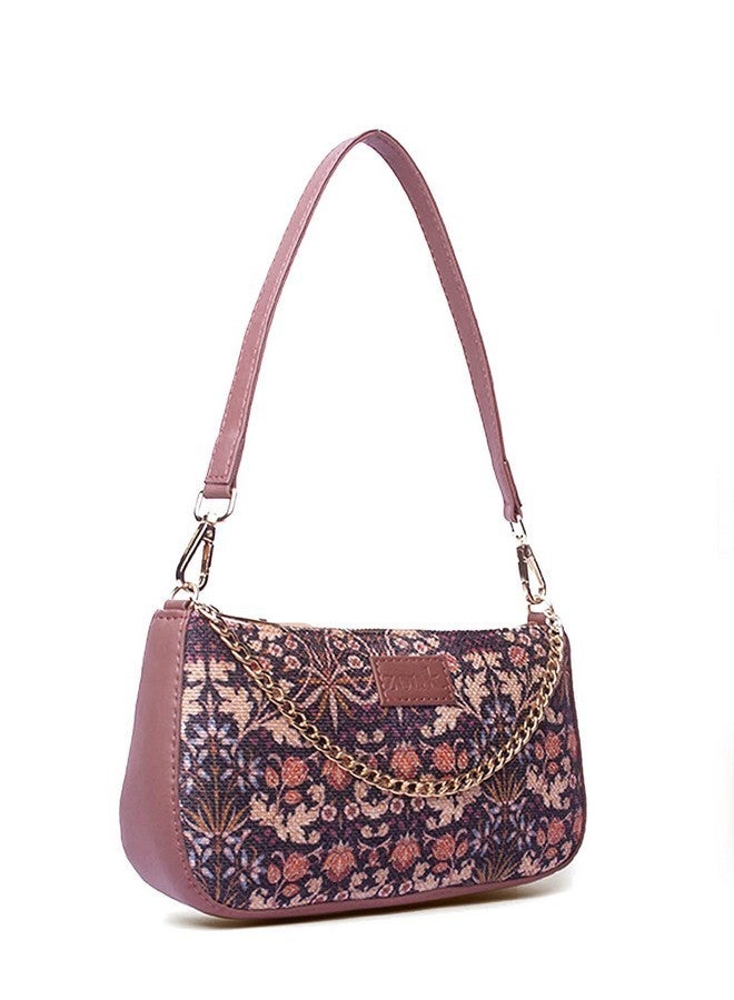 ZOUK حقيبة زوك باجيت | حقائب كروس بودي للنساء | حقائب يد نسائية | حقيبة سلاينغ أنيقة للنساء | حقيبة مسائية من جلد نباتي | للاستخدام في السفر والمكتب | محفظة ومحفظة نقود | طباعة زهور كشمير - Image 2