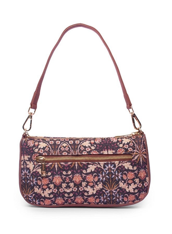 ZOUK حقيبة زوك باجيت | حقائب كروس بودي للنساء | حقائب يد نسائية | حقيبة سلاينغ أنيقة للنساء | حقيبة مسائية من جلد نباتي | للاستخدام في السفر والمكتب | محفظة ومحفظة نقود | طباعة زهور كشمير - Image 3