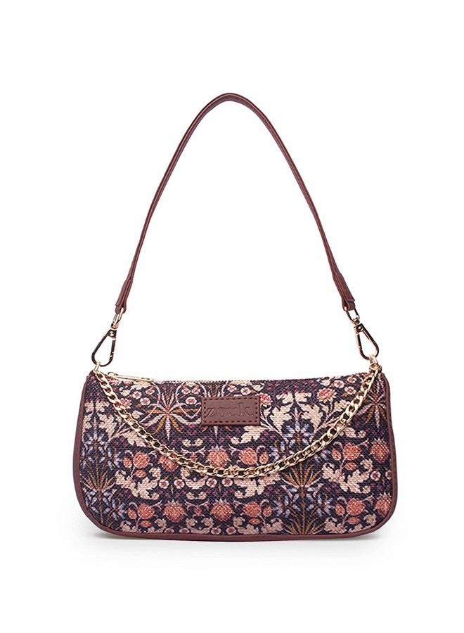 ZOUK حقيبة زوك باجيت | حقائب كروس بودي للنساء | حقائب يد نسائية | حقيبة سلاينغ أنيقة للنساء | حقيبة مسائية من جلد نباتي | للاستخدام في السفر والمكتب | محفظة ومحفظة نقود | طباعة زهور كشمير - Image 1