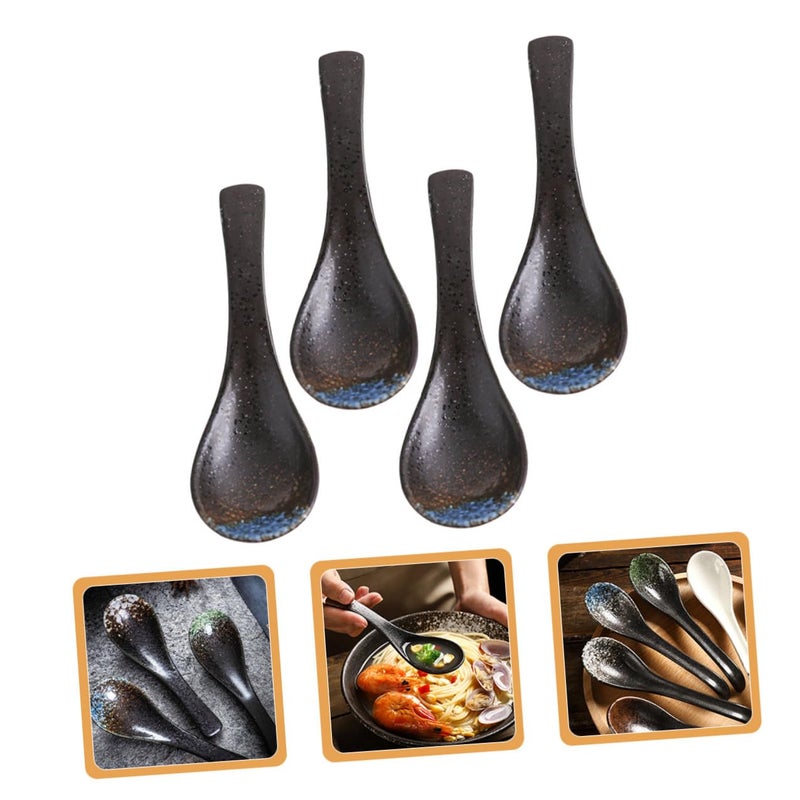 4Pcs Japanese Style Ceramic Soup Spoons Heat Resistant Retro Blue Ice Color Dining Tools - Image 5