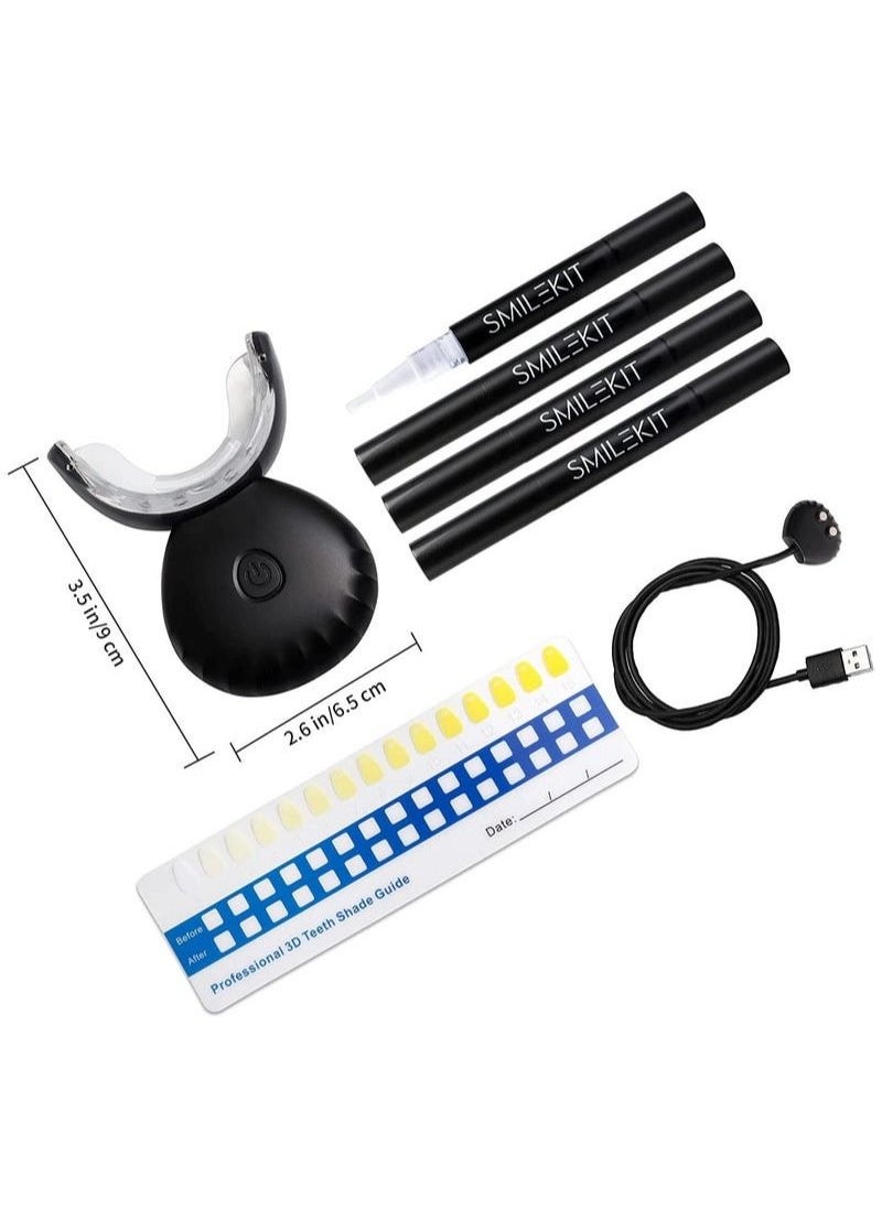 SMILEKIT Home Use Wireless Teeth Whitening Kit with 16-Point LED Blue Lights Accelerator, Natural Whitening Effective Stain Removal Include 4 Teeth Whitening Gel Pens Complimentary Color Card(Black)  - Image 2