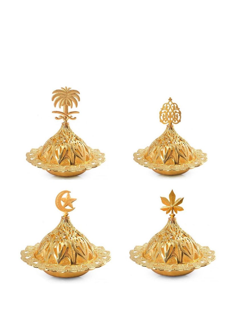 4 قطع مبخرة 8*8 سم (ذهبي)  - Image 1