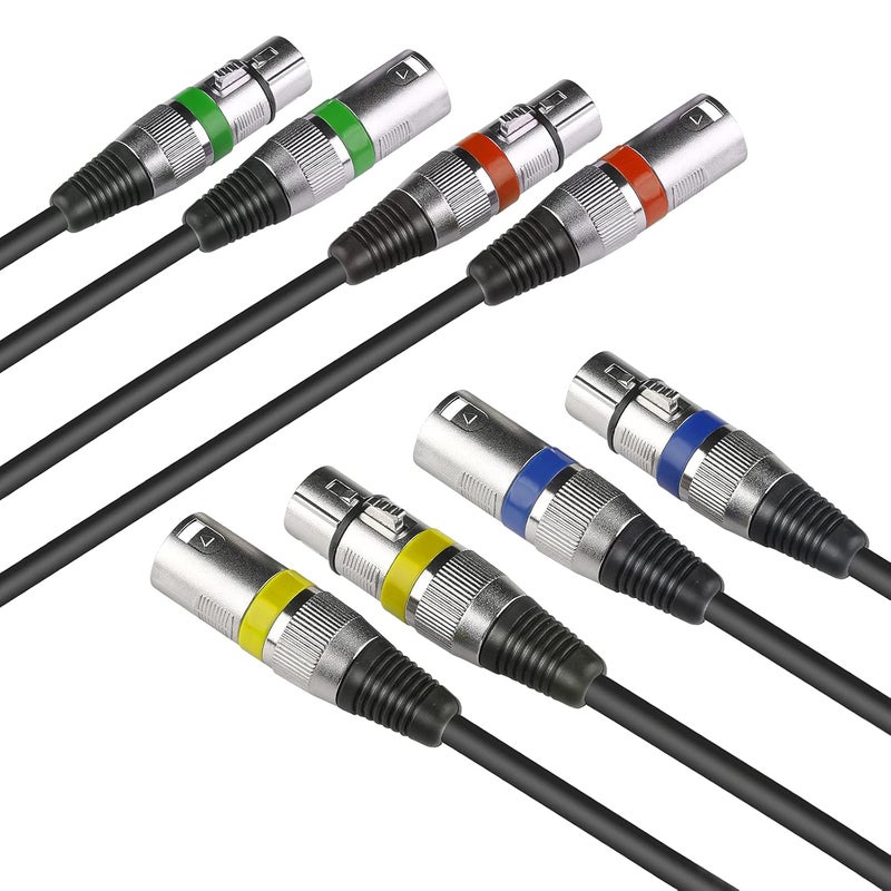 MADOWL 4 Pack 15ft DMX Cables - Male Female XLR Connector for Microphone or Stage Lights - Image 2