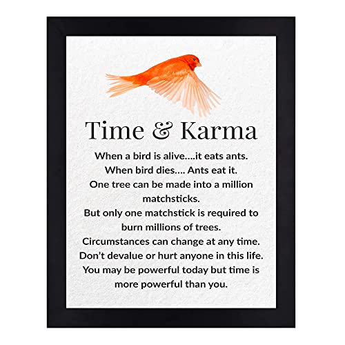 Interio Crafts Time and Karma Motivational Quote Wall Frame, Inspirational Poster for Office and Home Decor, 13 X 10 inches - Image 1
