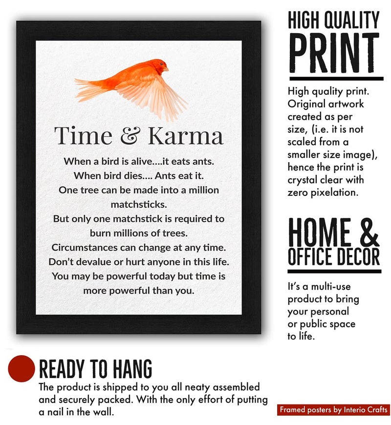 Interio Crafts Time and Karma Motivational Quote Wall Frame, Inspirational Poster for Office and Home Decor, 13 X 10 inches - Image 3