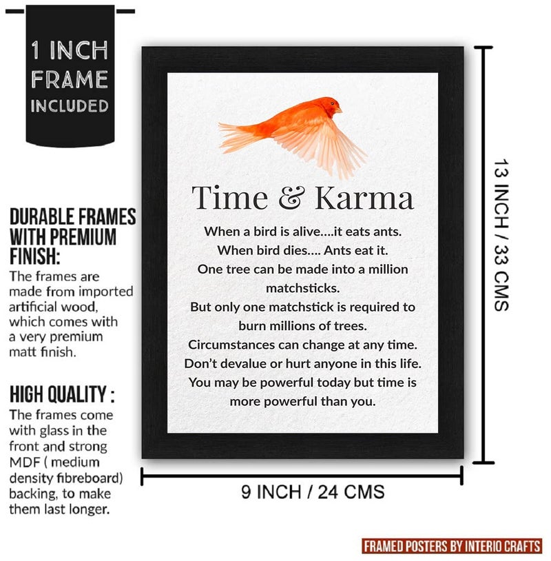 Interio Crafts Time and Karma Motivational Quote Wall Frame, Inspirational Poster for Office and Home Decor, 13 X 10 inches - Image 4